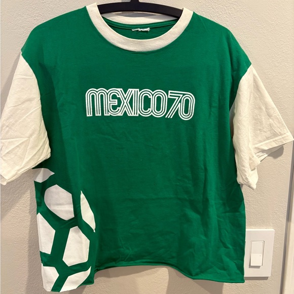 Tops - Mexico '70 World Cup Commemorative Soccer Cutoff Cropped T-shirt Size Large